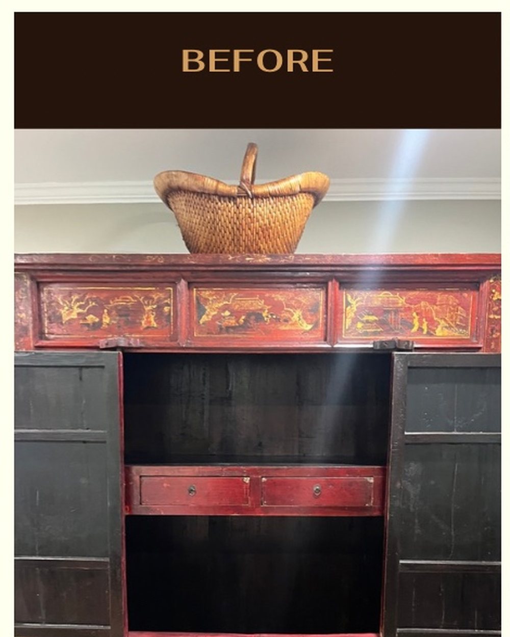 Antique cabinet before refinishing
