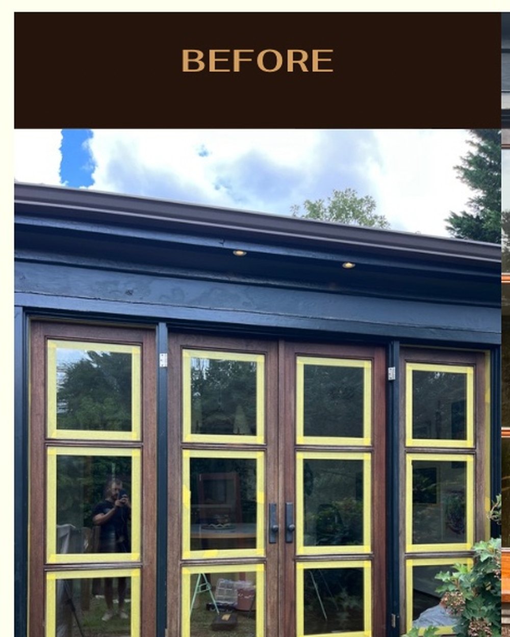 Exterior french doors before restoration